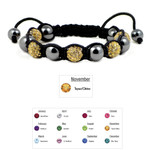 Women's Magnetic Hematite Shamballa Macrame Citrine Bracelet