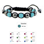 Women's Magnetic Hematite Shamballa Macrame Blue Topaz Bracelet