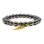 Womens Magnetic Hematite Bracelet with Golden Wing 7.5"