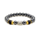 Magnetic Hematite Lava Rock Bead Buddha Energy Bracelet 7.5"