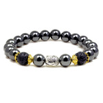 Men's Magnetic Hematite Lava Rock Bead Buddha Energy Bracelet 8.5"