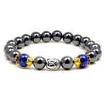 Men's Magnetic Hematite Lapis Bead Buddha Energy Bracelet 8.5"