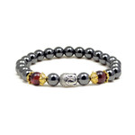 Magnetic Hematite Red Tiger's Eye Bead Buddha Energy Bracelet 7.5"