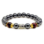 Magnetic Hematite Red Tiger's Eye Bead Buddha Energy Bracelet 8.5"