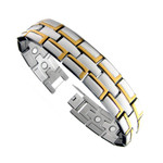 Extra Wide Two Tone Titanium Magnetic Therapy & Healing Golf Bracelet for Arthritis and Carpal Tunnel T28