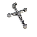 Silvertone Rosary Crucifix Cross Pendant