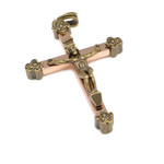 Brass and Copper Rosary Crucifix Cross Pendant