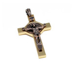 Copper and Brass St Benedict Crucifix Cross Pendant