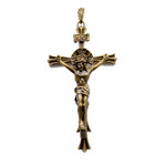 Brass INRI Jesus Crucifix Cross Pendant