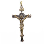 Brass and Copper INRI Jesus Crucifix Cross Pendant