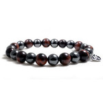 Men's 10MM Magnetic Hematite Red Tiger's Eye Bead bracelet 8.5"