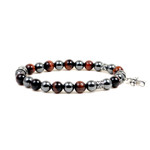 Women's 8MM Magnetic Hematite Red Tiger Eye Bead Cross Bracelet 7.5"