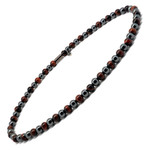 6MM Red Tiger's Eye Bead Hematite Classic Magnetic Necklace, 18"