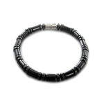 Men's Magnetic Hematite Cylindrical Bead Bracelet