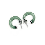 Sterling Silver Jade Round Hoop Earrings