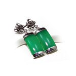 Sterling Silver Green Jade Lucky Earrings