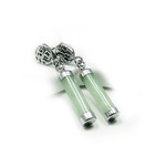 Sterling Silver Jade Dangle Bar Lucky Earrings