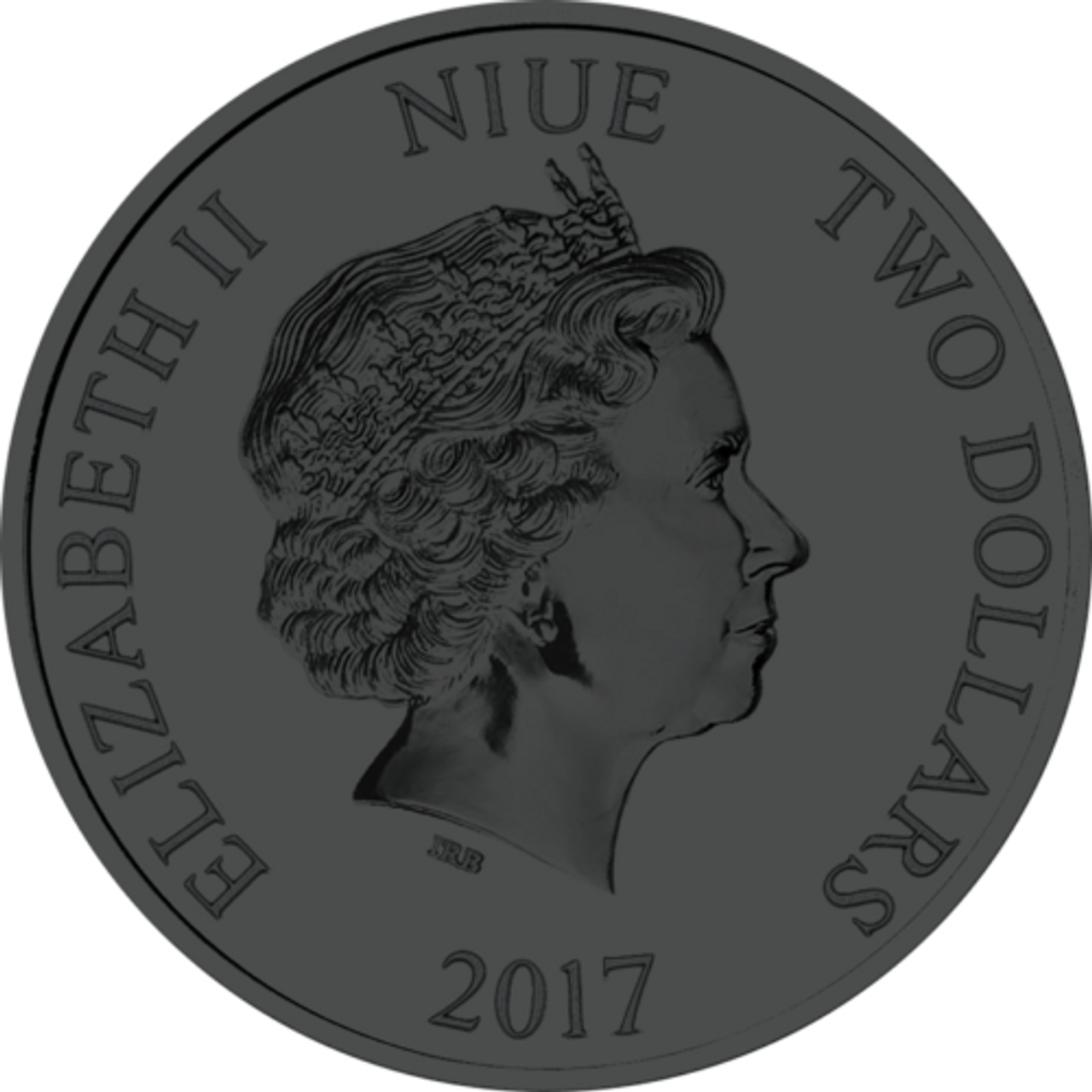 2017 NIUE $2 STEAMBOAT WILLIE  BLACK RUTHENIUM COLORED 1 OZ SILVER COIN - OBVERSE 2017 NIUE $2 STEAMBOAT WILLIE  BLACK RUTHENIUM COLORED 1 OZ SILVER COIN - OBVERSE