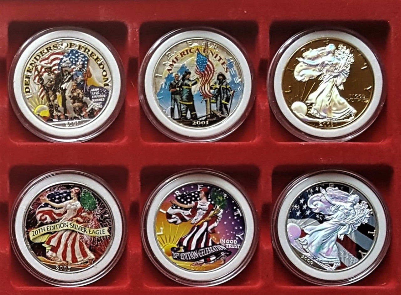 6 AMERICAN 1 OZ SILVER EAGLES