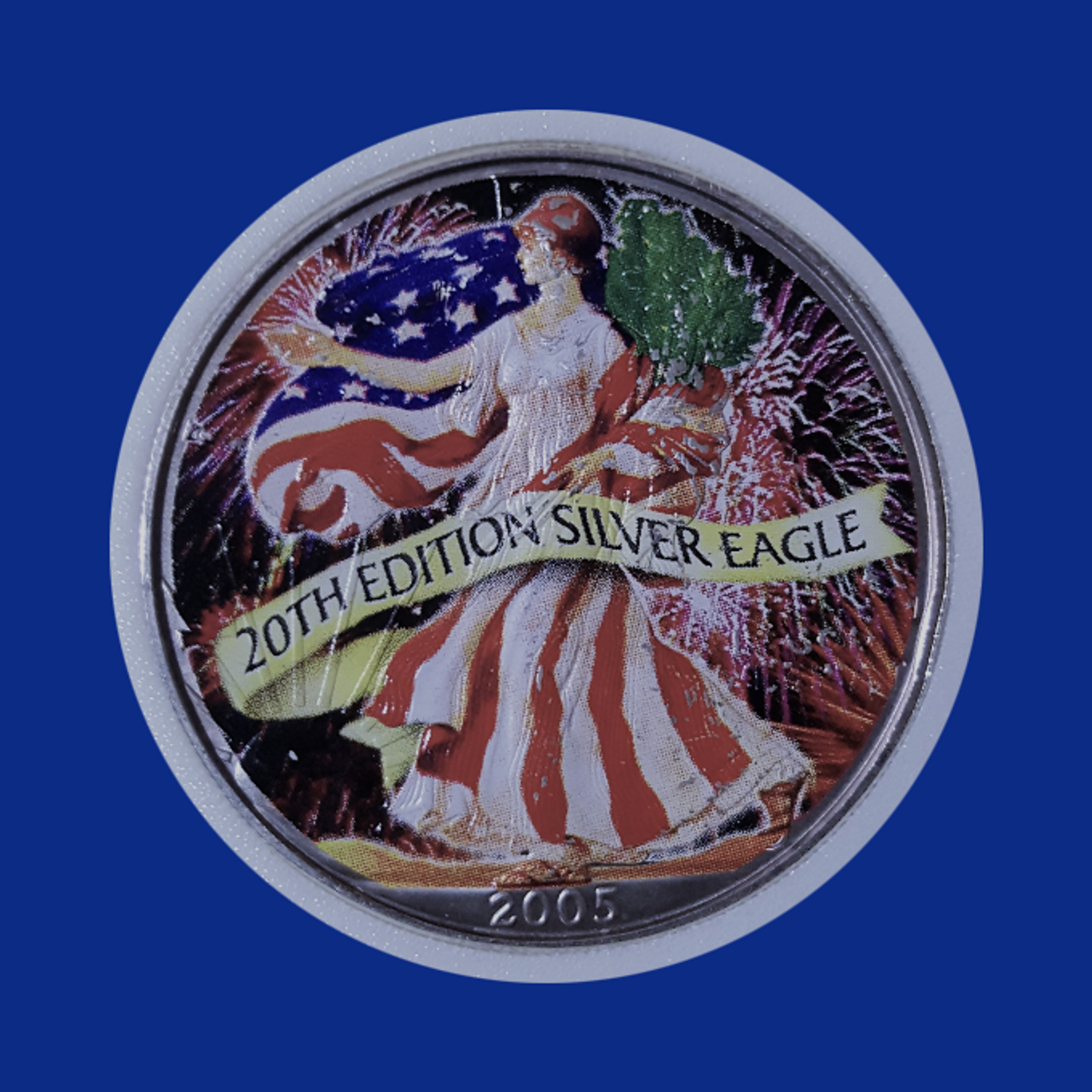 2005 $1 AMERICAN EAGLE 20TH EDITION COLORIZED 1 OZ SILVER COIN-1