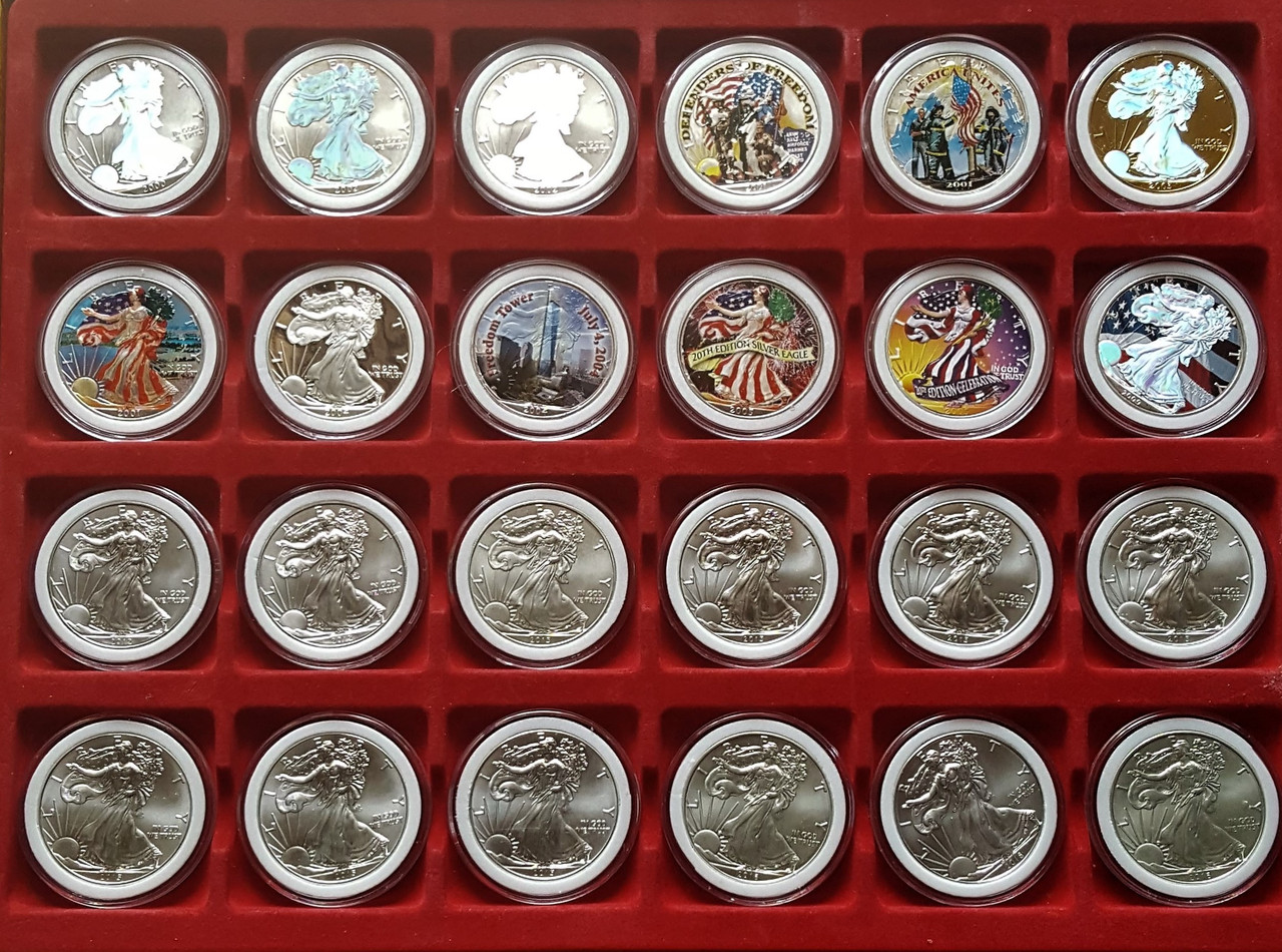 24 AMERICAN 1 OZ SILVER EAGLES
