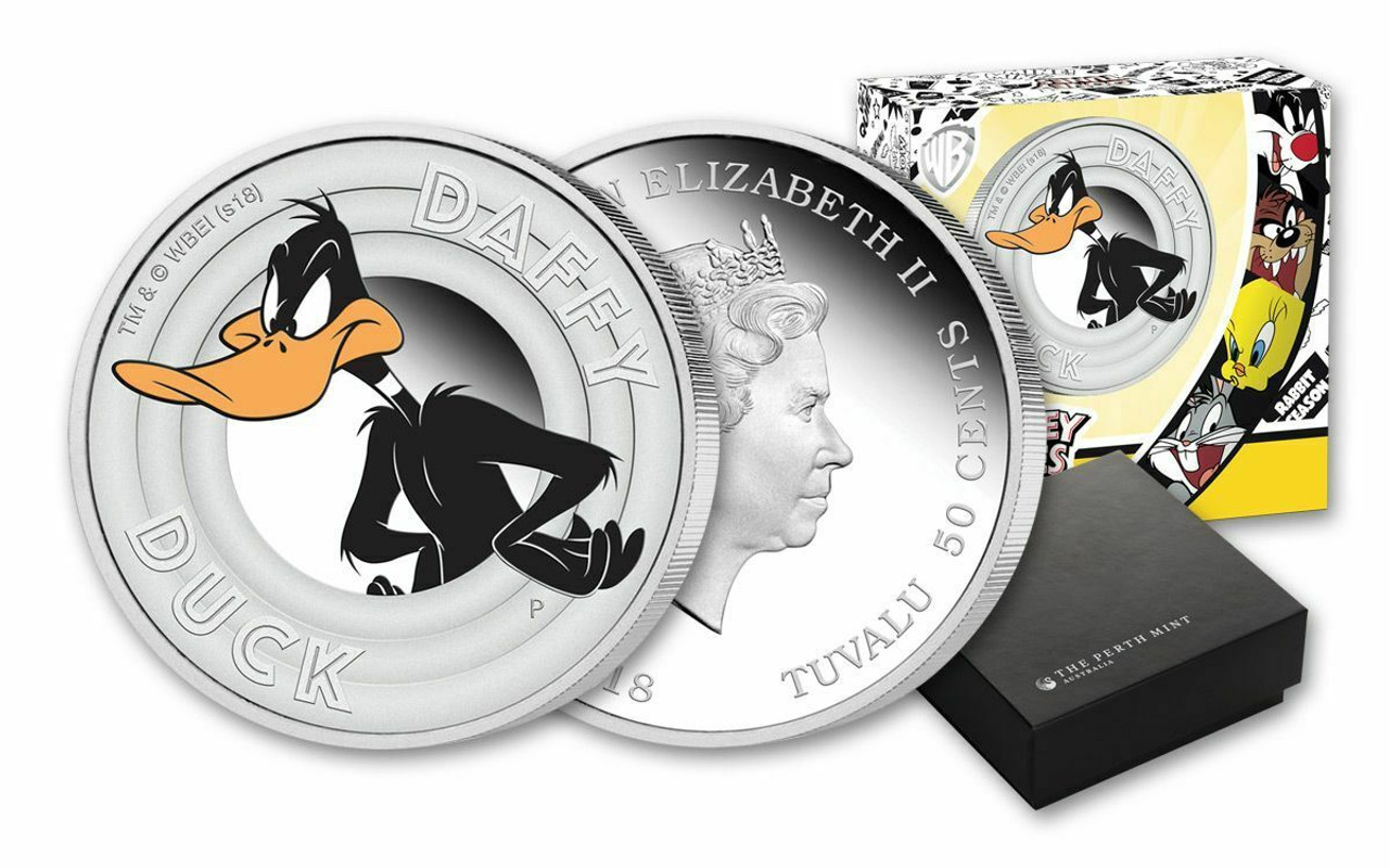 2018 TUVALU 50 CENTS LOONEY TUNES DAFFY DUCK - HALF OZ PROOF SILVER COIN-5 2018 TUVALU 50 CENTS LOONEY TUNES DAFFY DUCK - HALF OZ PROOF SILVER COIN-5