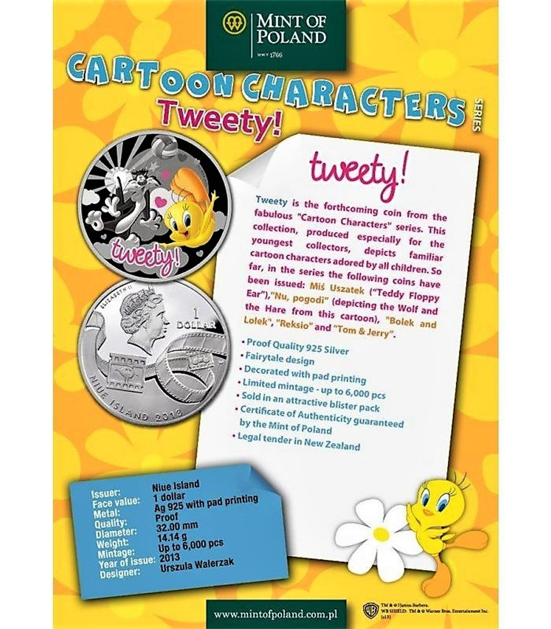 2013 NIUE $1 - TWEETY CARTOON PROOF SILVER COIN-4 2013 NIUE $1 - TWEETY CARTOON PROOF SILVER COIN-4
