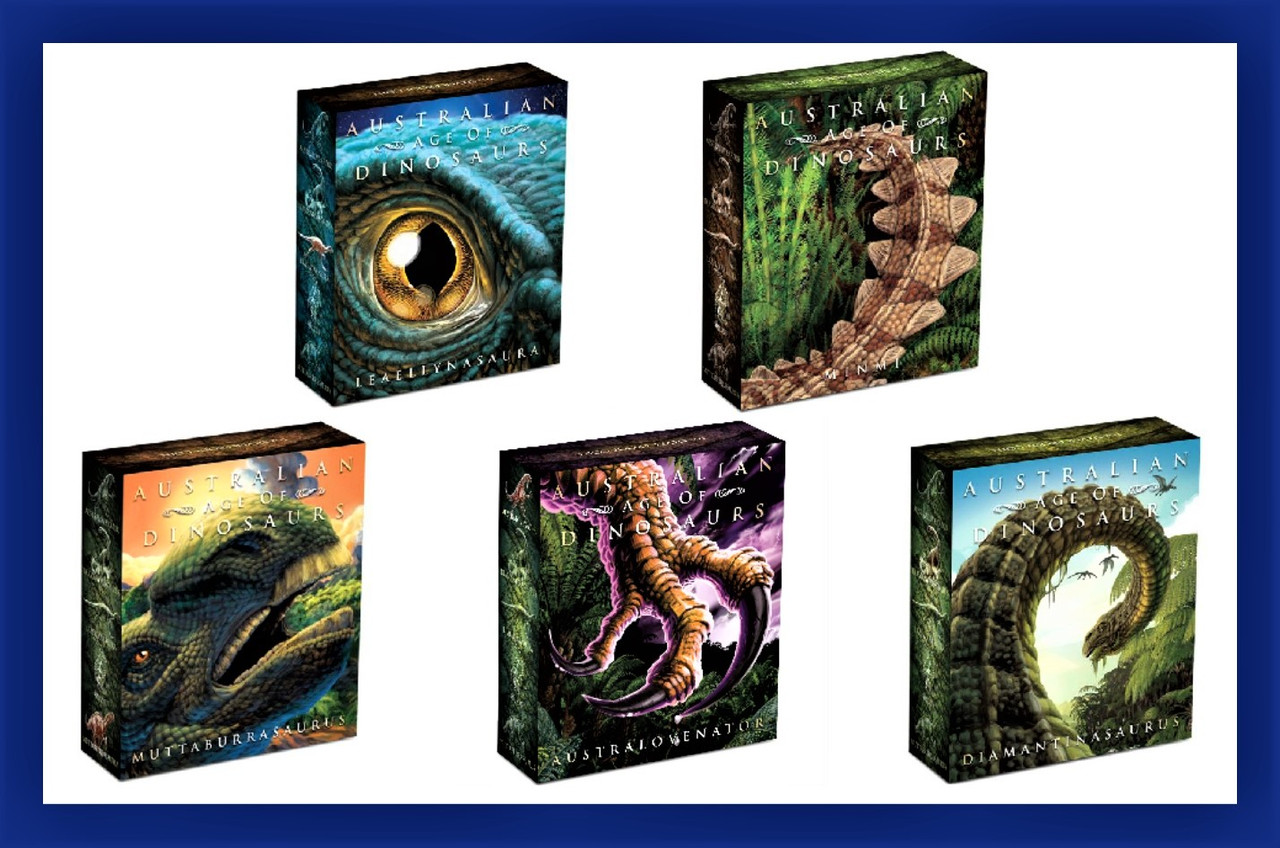 2015 AUSTRALIA $1 AGE OF DINOSAURS COMPLETE SET - 5 X 1 OZ PROOF SILVER COINS 2015 AUSTRALIA $1 AGE OF DINOSAURS COMPLETE SET - 5 X 1 OZ PROOF SILVER COINS