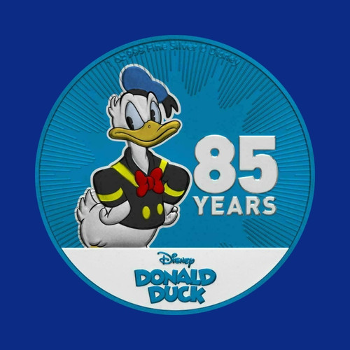 2019 NIUE $2 DONALD DUCK 85 YEARS - METALLIC BLUE 1 OZ SILVER COIN 2019 NIUE $2 DONALD DUCK 85 YEARS - METALLIC BLUE 1 OZ SILVER COIN