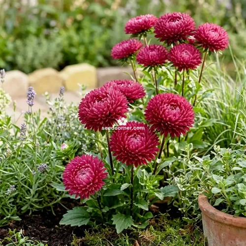 Aster Gremlin Double Dark Rose Callistephus Chinensis Seeds