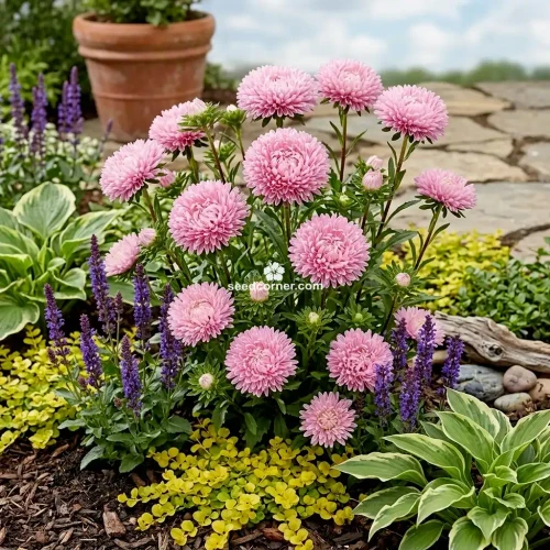 Aster Gremlin Double Light Rose Callistephus Chinensis Seeds