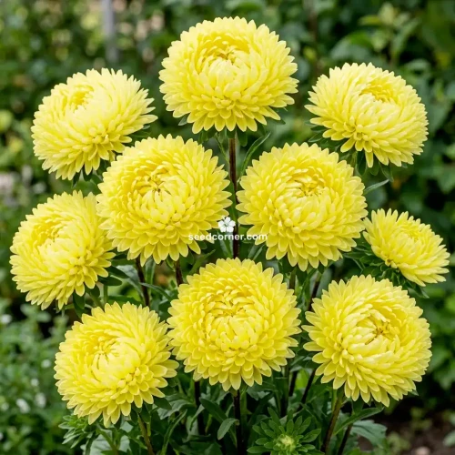 Aster Paeony Duchess Yellow Callistephus Chinensis Seeds 