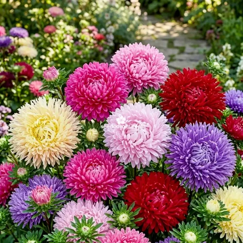 Aster Powder Puff Mix Callistephus Chinensis Seeds