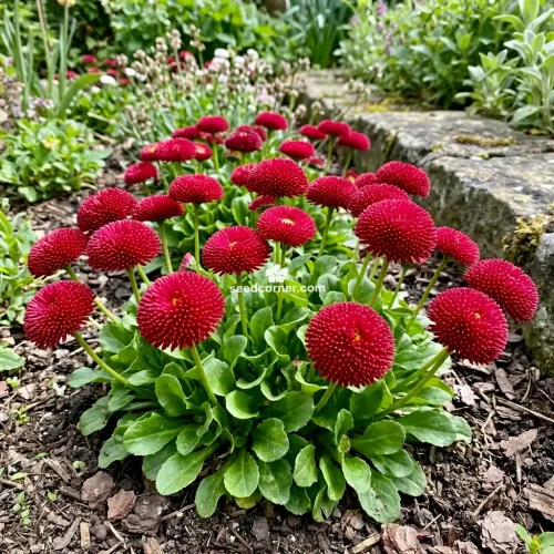 English Daisy Red Bellis Perennis Super Enorma Seeds 