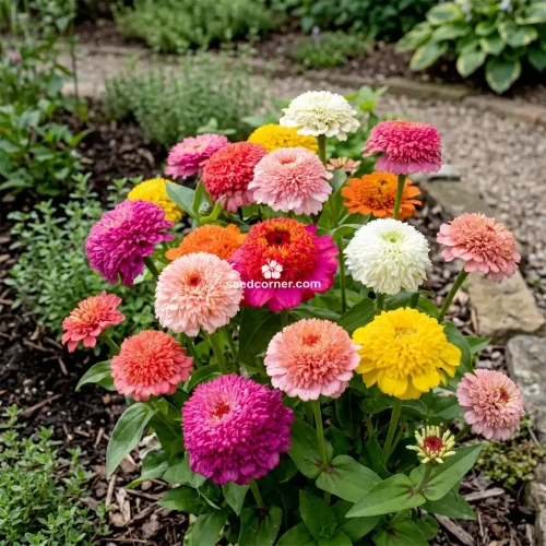 Zinnia Scabiosa Flowered Mix Zinnia Elegans Seeds