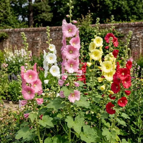 Hollyhock Indian Spring Single Mix Alcea Rosea Seeds