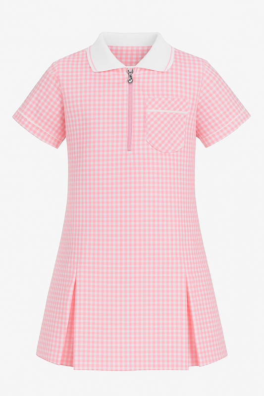 Girls' Lightweight Gingham Summer School Dress with Free Scrunchie (Ayra)