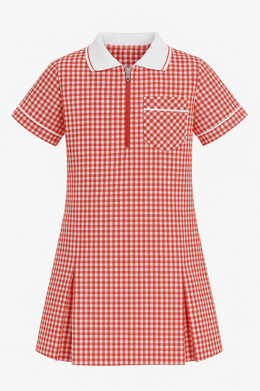 Girls' Lightweight Gingham Summer School Dress with Free Scrunchie (Ayra)