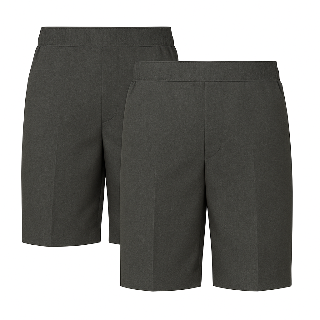 2pk Easy-On Full Elastic Pull-Up School Shorts (2 - 13 Yrs)