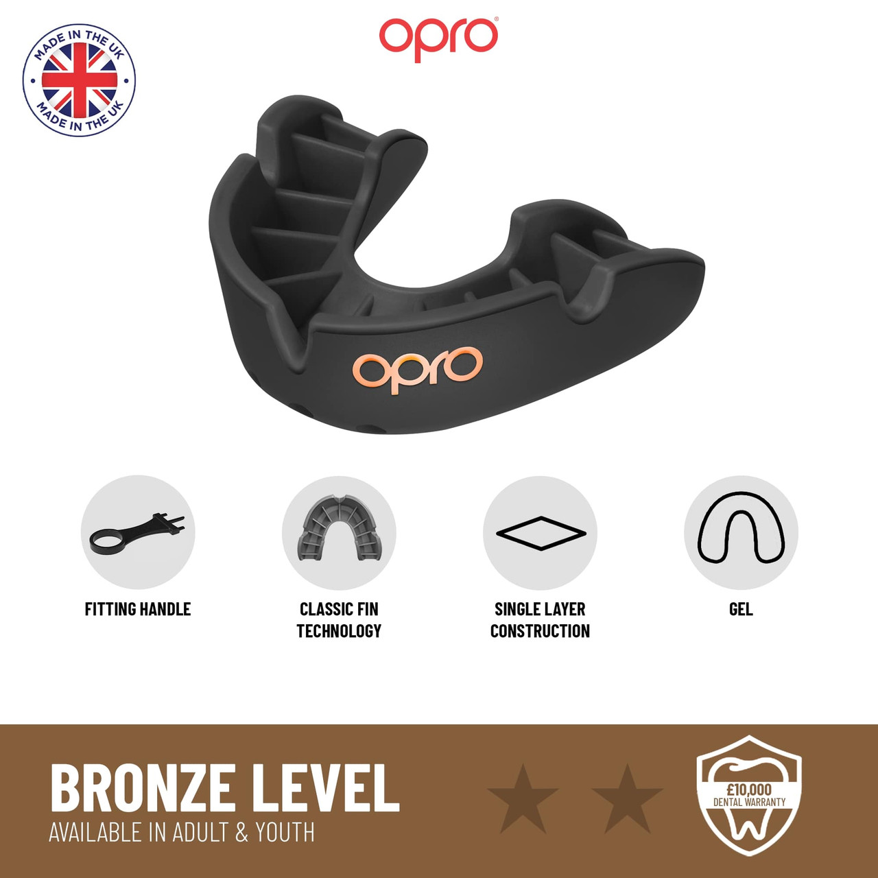 OPRO Bronze Level Mouthguard Essential Fit – Gum Shield Adult and Kids – OPRO Mouth Guard Boxing and MMA, Easy Self-Fit Gum Shield Rugby and Hockey