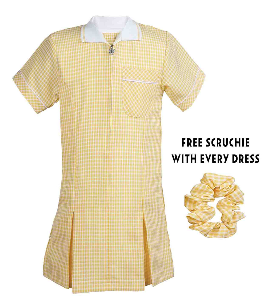 Gingham Summer School Dress – Lightweight, Breathable, with Free Scrunchie
