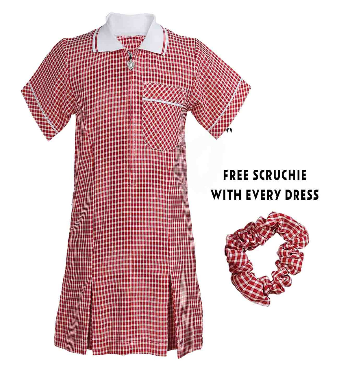 Gingham Summer School Dress – Lightweight, Breathable, with Free Scrunchie