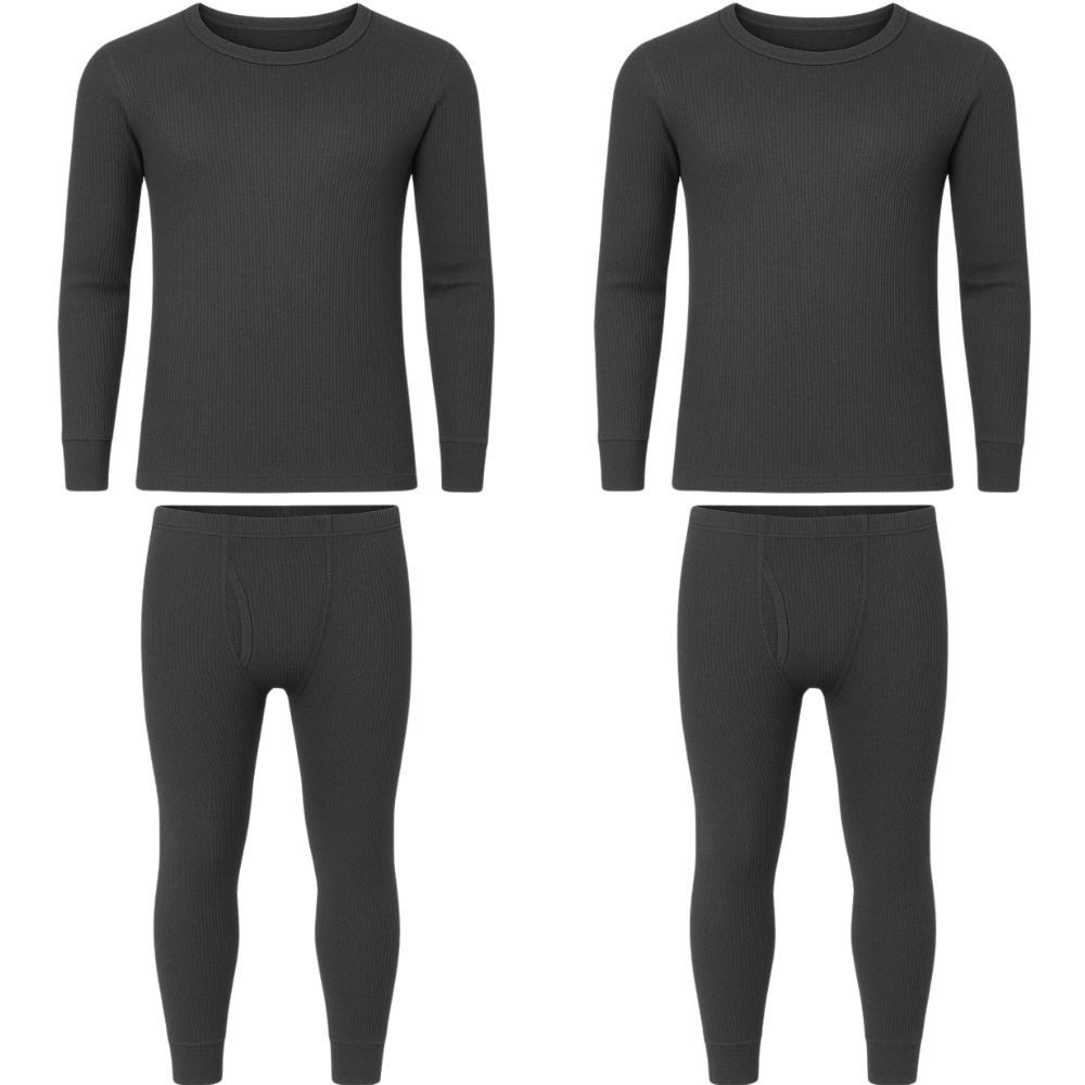 Men’s 2-Pack Thermal Underwear Set – Long Sleeve Top & Long Johns, Winter Base Layers
