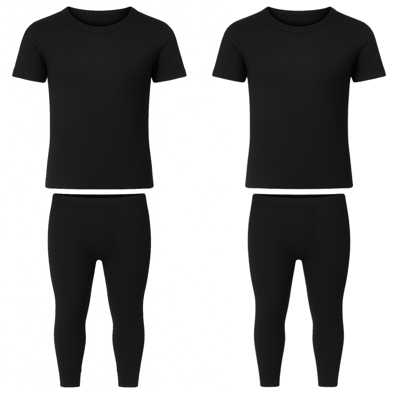Men’s 2 Pack Thermal Underwear Set Short Sleeve Top and Long Johns Warm Ribbed Base Layer for Winter Soft Cotton Blend Thermals