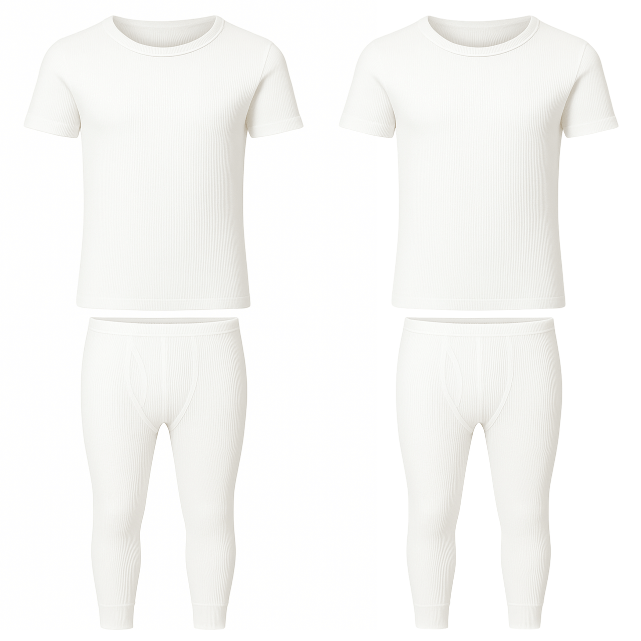Men’s 2 Pack Thermal Underwear Set Short Sleeve Top and Long Johns Warm Ribbed Base Layer for Winter Soft Cotton Blend Thermals