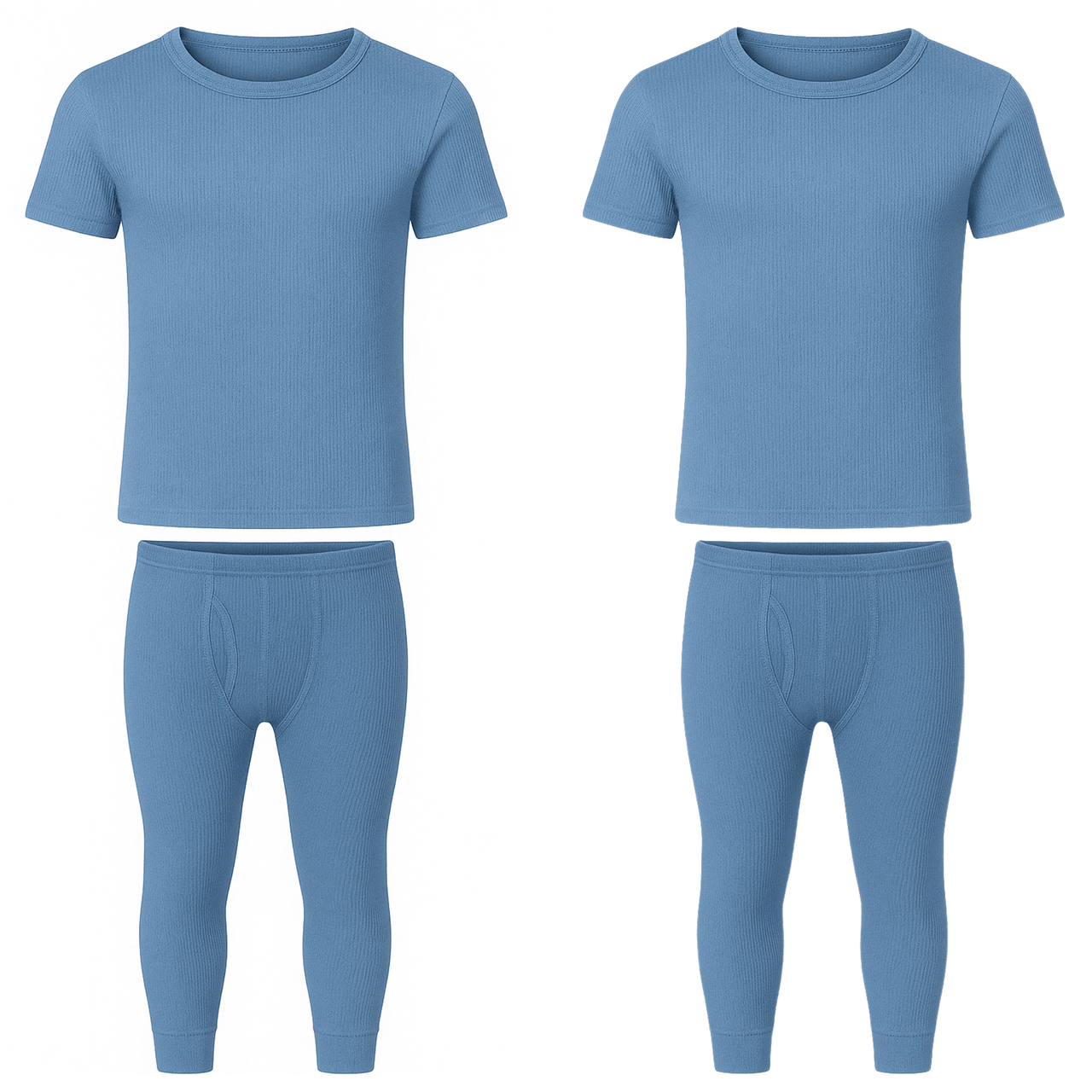 Men’s 2 Pack Thermal Underwear Set Short Sleeve Top and Long Johns Warm Ribbed Base Layer for Winter Soft Cotton Blend Thermals