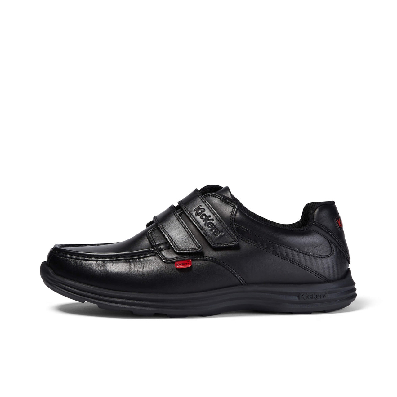 Adult Mens Reasan Strap Leather Black School Shoes
