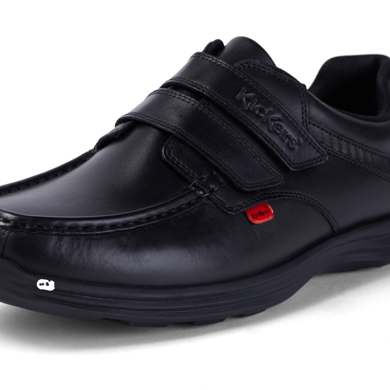 Adult Mens Reasan Strap Leather Black School Shoes