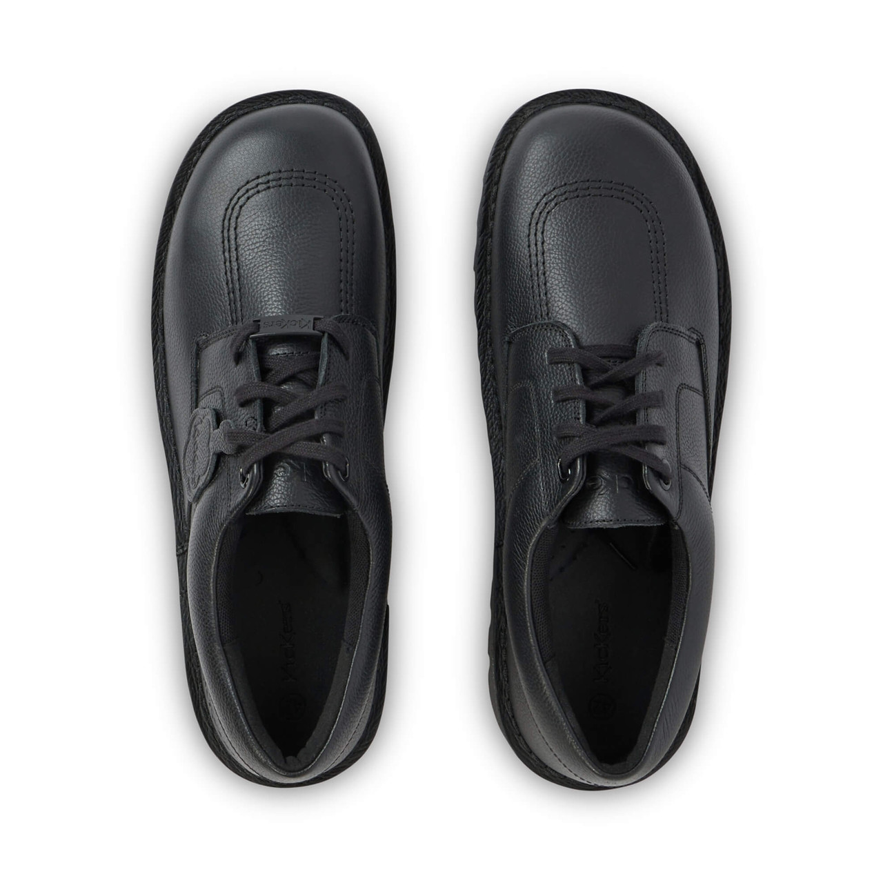 Kickers Kick Tumbled Leather Lace-Up Shoes – Black