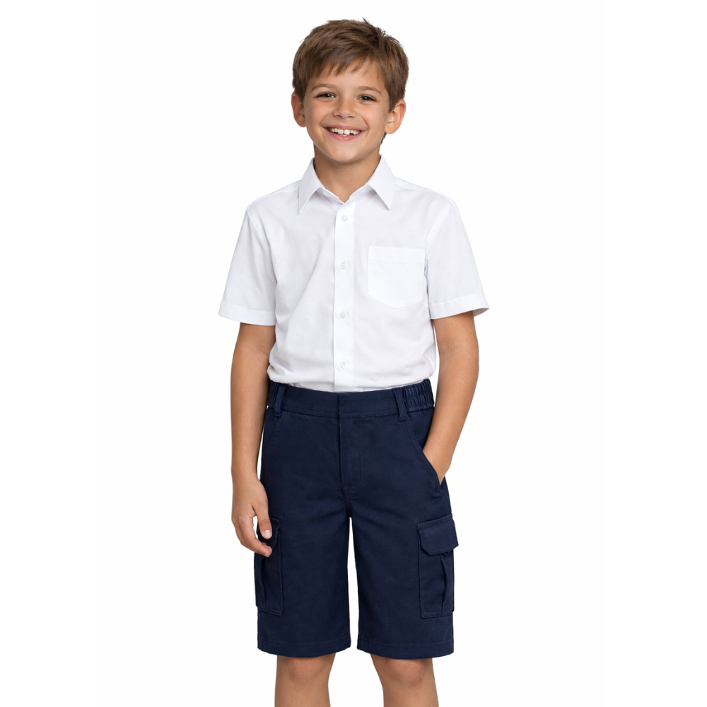 Boys School Cargo Shorts Elastic Waist Pockets